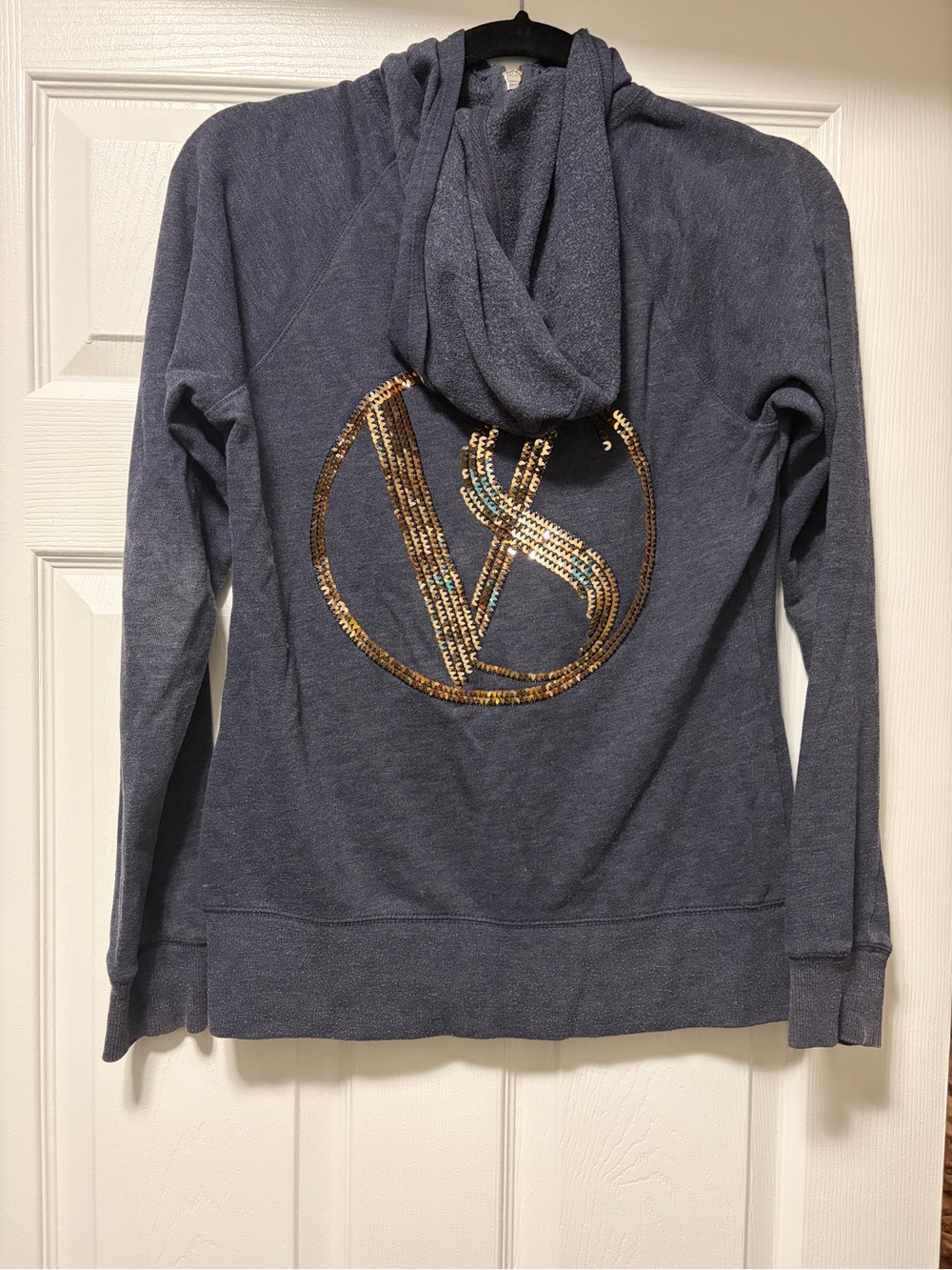 Victoria's Secret Navy Zip-Up Hoodie with Gold Trim